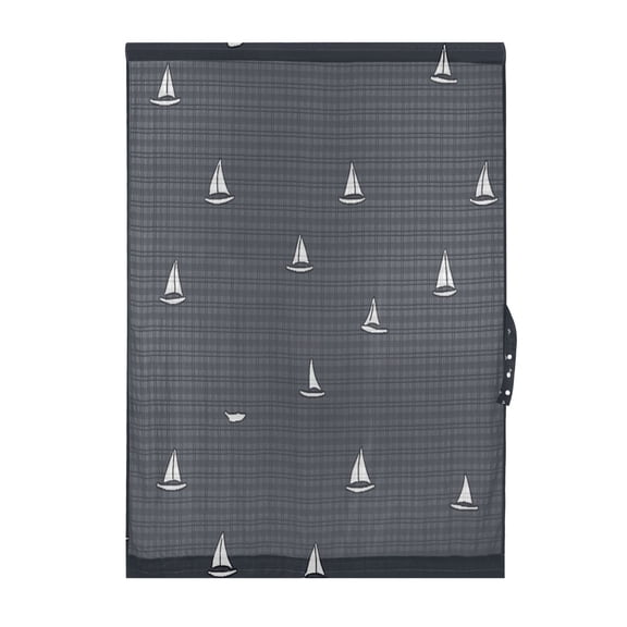 Dark Blue Sailboats Door Curtain 25x40in Privacy Mesh with UV Protection Tie Back Rod Pockets