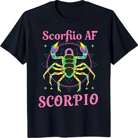 Dark Blue Scorpio T-Shirt with Rainbow Graphic