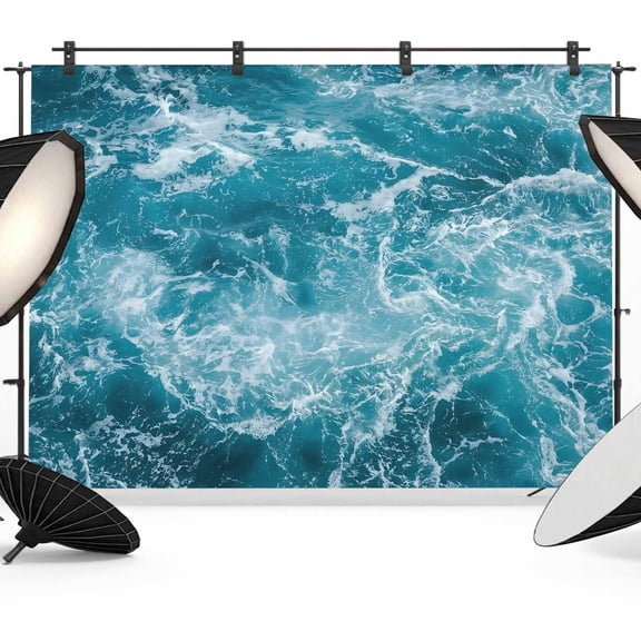 Dark Blue Sea Photography Backdrop 7x5FT, Abstract Cyan Swirling Currents Photo Backdrops, Background for Photography Studio Photo Studio Background, Back Drop for Photoshoot