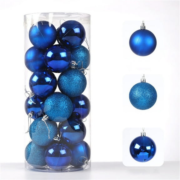 Dark Blue Shatterproof Christmas Ball Ornaments 24 Pack Plastic Glitter Baubles 2.4 Inch Tree Decorations For Holiday Party Wedding Office Hotel Decoration Multicolor Set