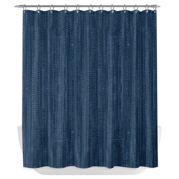 Dark Blue Shower Curtain - Water Repellent Fabric Shower Curtains Washable, Modern Minimalist Solid Color Decorative Polyester Cloth Bathroom Curtains Modern Bath Decor 72"x72"