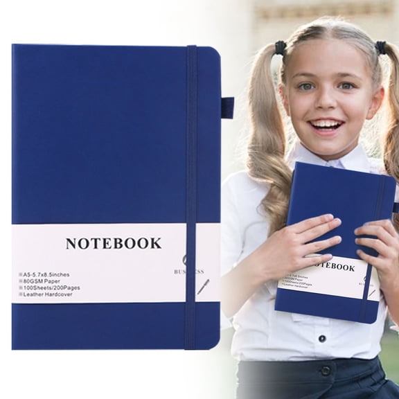 Dark Blue Simple Horizontal Line Notebook by Dusknt Lined Journal Notebook 200 Pages A5 Medium Size 5.7 x 8.3 Inch 1 GSM Thick Paper Hardcover Journaling Notebook for Work schol Note Taking