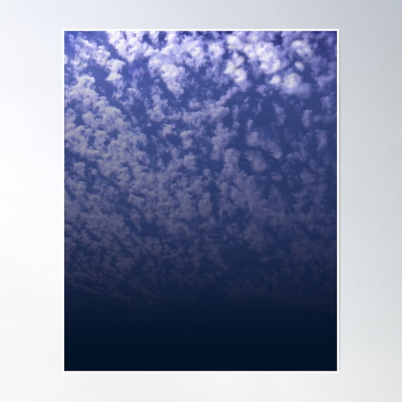 Dark Blue Sky And Clouds Poster Wall Art, Modern Wall Decor, 24x36 UNFRAMED