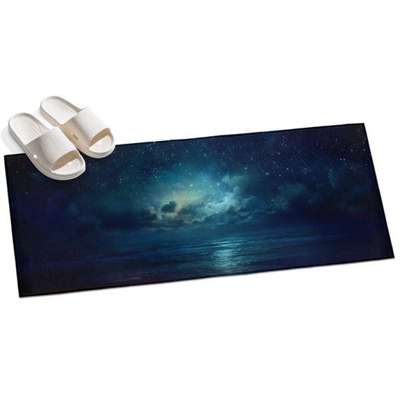 Dark Blue Sky Hallway Runner Rug 2x6 Washable Non Slip Kitchen Runner Rug for Bedside Bathroom Low Pile Night Star Cloud Mysterious Sky Indoor Floor Carpet Area Rugs for Living Room Bedroom Office