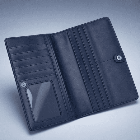 Dark Blue Slim Bifold Ladies Wallet RFID Blocking Credit Card Holder