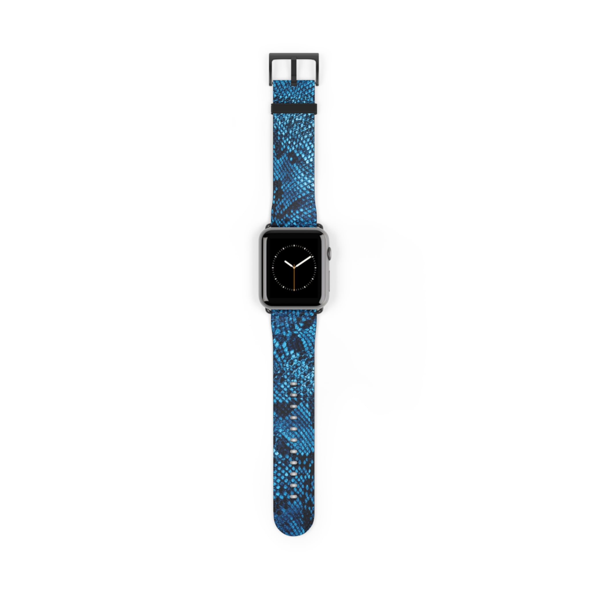 Dark Blue Snakeskin Print Faux Leather Band For Apple Watch-Series