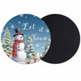 thumbnail image 1 of Dark Blue Snowman Christmas Coasters Set of 2, Absorbent Coasters for Drinks, Xmas Tree Snowflake Gifts Coaster for Desk Coffee Table Protection, Home Decor House Warming Gifts 4", 1 of 8