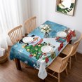 thumbnail image 1 of Dark Blue Snowman Christmas Table Cloth Waterproof Tablecloths, Gifts Xmas Tree Winter Snowflake Tablecloth Dining Table Cover for Kitchen Party Tabletop Outdoor, Rectangle Tablecloth 52x70 Inch, 1 of 9