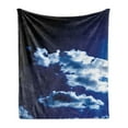thumbnail image 1 of Dark Blue Soft Flannel Fleece Blanket, Sky and Dramatic Clouds Natural Phenomena Sunset Sunrise Theme Majestic, Cozy Plush for Indoor and Outdoor Use, 50" x 60", Blue Dark Blue White, by Ambesonne, 1 of 5
