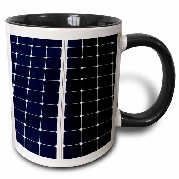 3drose, Dark Blue Solar Power Panel Divided into Two Parts by White Frame, 11oz Two-tone Black Mug