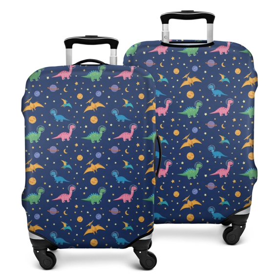 Dark Blue Space Dinosaur Pattern Luggage Cover Fashion Suitcase Cover Baggage Covers Fit 25-28 Inch Luggage (Go Travel)