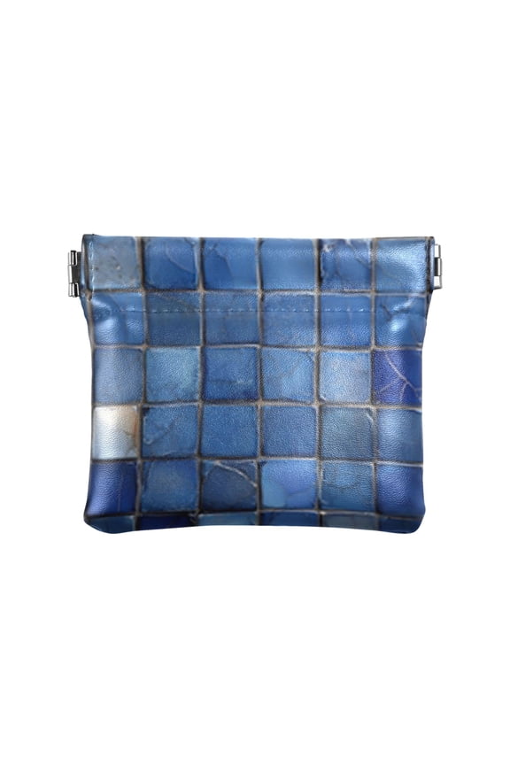 Dark Blue Square Wallet Small PU Leather Change Pouch Wallet for Women