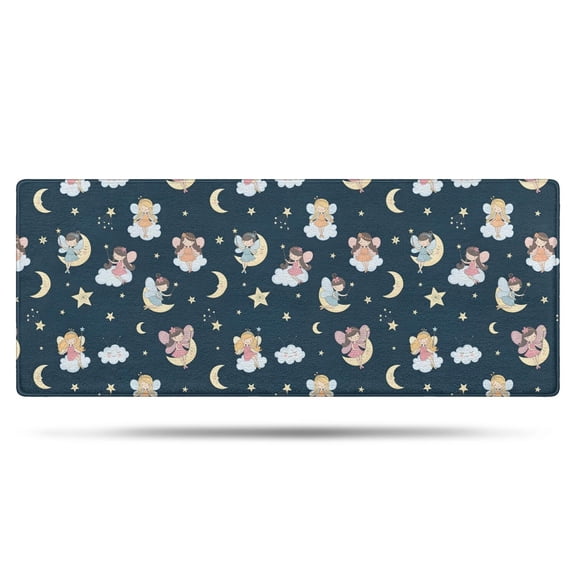 Dark Blue Star Fairy Pattern Bathroom Rugs Mat,Non Slip Microfiber Bathroom Rug,Rubber Backing,Soft Bathroom Mats for Bathroom Floor,Tub and Shower,60x24in(150x60cm)