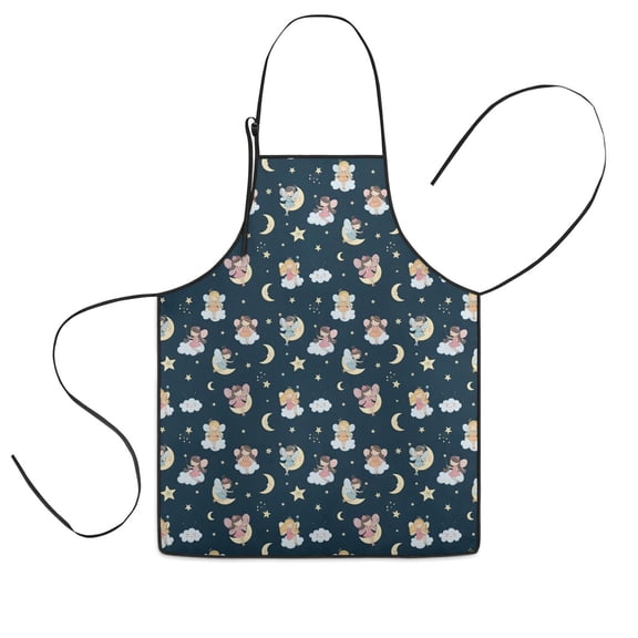 Dark Blue Star Fairy Pattern Kids Aprons for Girls and Boys,Adjustable Neck Strap Toddler Aprons for Kids Cooking Baking