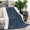 thumbnail image 1 of Dark Blue Star Moon Sun Pattern Blanket,Comfortable Soft Lamb Wool Throw Blanket,All Season,Warm Lightweight Blankets for Sofa Bed Couch Living Room Chair,40"x50", 1 of 4