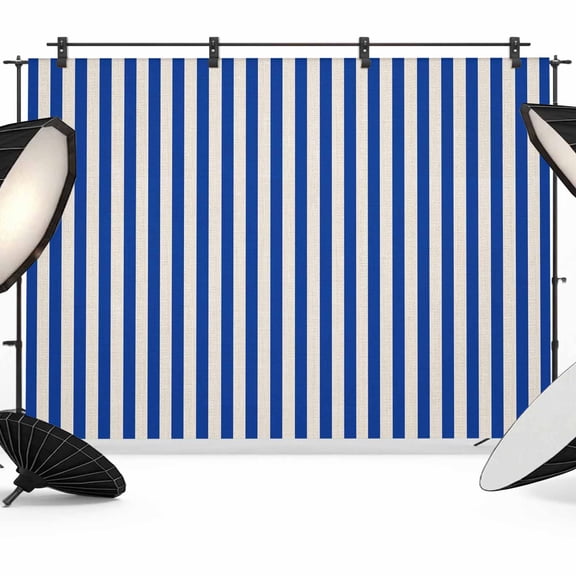 Dark Blue Striped Backdrop for Photography,Fabric Photo Background Backdrop,Modern Beige Geometric Country Photo Booth Background for Portrait Photoshoot Video Wedding Studio Decoration Banner 7x5ft