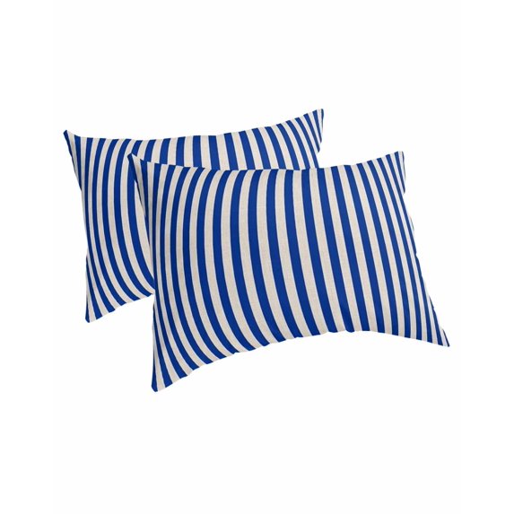 Dark Blue Striped Pillow Covers Queen Size 2 Pack, Modern Beige Geometric Country Soft Bed Throw Pillowcases Breathable Cooling Long Lumbar Body Pillow Sham Cover for Bed Sofa 20''x30''