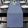 thumbnail image 1 of Dark Blue Striped Table Runner 72 Inches Long, Modern Beige Geometric Country Kitchen Coffee Dining Table Decoration for Home Party Birthday Wedding Home Decor 18x72 Inches, 1 of 8