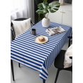 thumbnail image 1 of Dark Blue Striped Tablecloth Rectangle Table Cloths 54x108, Waterproof Tablecloth Outdoor Table Cloth, Modern Beige Geometric Country Washable Table Cover for Kitchen Dinning Party, 1 of 8