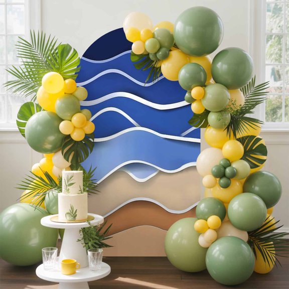 Dark Blue Stripes Abstract Geometric Arch Backdrop Cover Stretchy Spandex Arch Cover 6ft, Watercolor Gradient Water Ripple Round Top Chiara Stand Covers for Wedding Birthday Party Ceremony Banquet