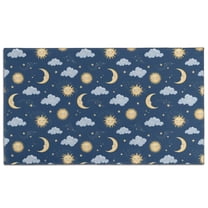 Dark Blue Sun Moon Cloud Star Pattern Door Rugs,Washable Non Slip Door Mats Indoor,Decorative Door Mats,Entry Mat Indoor for Entrance,Bedroom,Kitchen,Bathroom,17"x30"