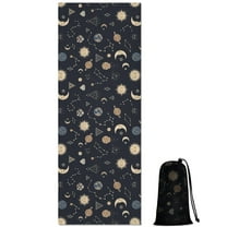 Dark Blue Sun Moon Cloud Star Pattern Hot Yoga Mat Towel Non Slip for Hot Yoga - Quick-Drying Yoga Mat Cover with 4 Corner Pockets with Travel Bag - Hot Yoga Towel Non Slip 70"x26"