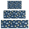 thumbnail image 1 of Dark Blue Sun Moon Cloud Star Pattern Kitchen Rugs Sets Of 3,Kitchen Runner Rugs Non Skid Washable,Decorative Kitchen Floor Mats for Kitchen,Sink,Laundry,17"x30"+ 17"x47" + 17"x59", 1 of 6