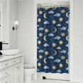 thumbnail image 1 of Dark Blue Sun Moon Cloud Star Pattern Shower Curtain 36"x72" ,Bathroom Decorative Shower Curtains Set with 12 Hooks,Modern Waterproof Washable Shower Curtain, 1 of 6