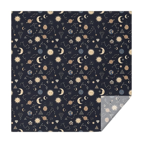 Dark Blue Sun Moon Cloud Star Pattern Square Tablecloth,Waterproof Square Table Cover,Wipeable Spillproof Washable Table Cover for Home Kitchen Party Decor 60"x60"(152x152cm)