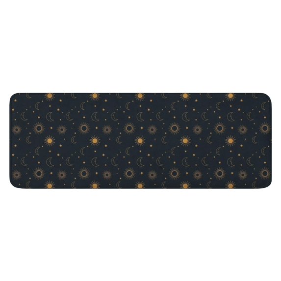 Dark Blue Sun Moon Pattern Kitchen Rug Mat,Kitchen Runner Rugs Non Skid Washable,Decorative Kitchen Floor Mats for Kitchen,Sink,Laundry,17"x47.2"