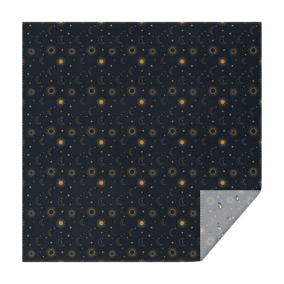 Dark Blue Sun Moon Pattern Square Tablecloth,Waterproof Square Table Cover,Wipeable Spillproof Washable Table Cover for Home Kitchen Party Decor 52"x52"(132x132cm)