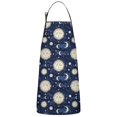 thumbnail image 1 of Dark Blue Sun Moon Star Pattern Apron-Garden Aprons for Women with Pockets-Cotton Linen Waterproof Kitchen Cooking Gardening Aprons Adjustable for Kitchen,Cooking,BBQ and Salon 33x27 Inch, 1 of 7