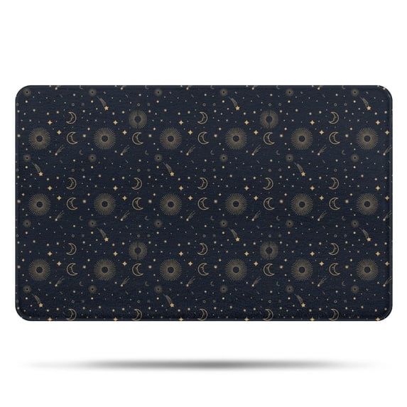 Dark Blue Sun Moon Star Pattern Bathroom Rugs Mat,Non Slip Microfiber Bathroom Rug,Rubber Backing,Soft Bathroom Mats for Bathroom Floor,Tub and Shower,20x32in(50x80cm)