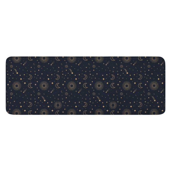 Dark Blue Sun Moon Star Pattern Kitchen Rug Mat,Kitchen Runner Rugs Non Skid Washable,Decorative Kitchen Floor Mats for Kitchen,Sink,Laundry,17"x47.2"