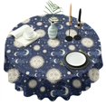 thumbnail image 1 of Dark Blue Sun Moon Star Pattern Round Tablecloth 60"x60",Wrinkle Wipeable Table Cloth for Kitchen Dining Room Picnic Patio Party, 1 of 6