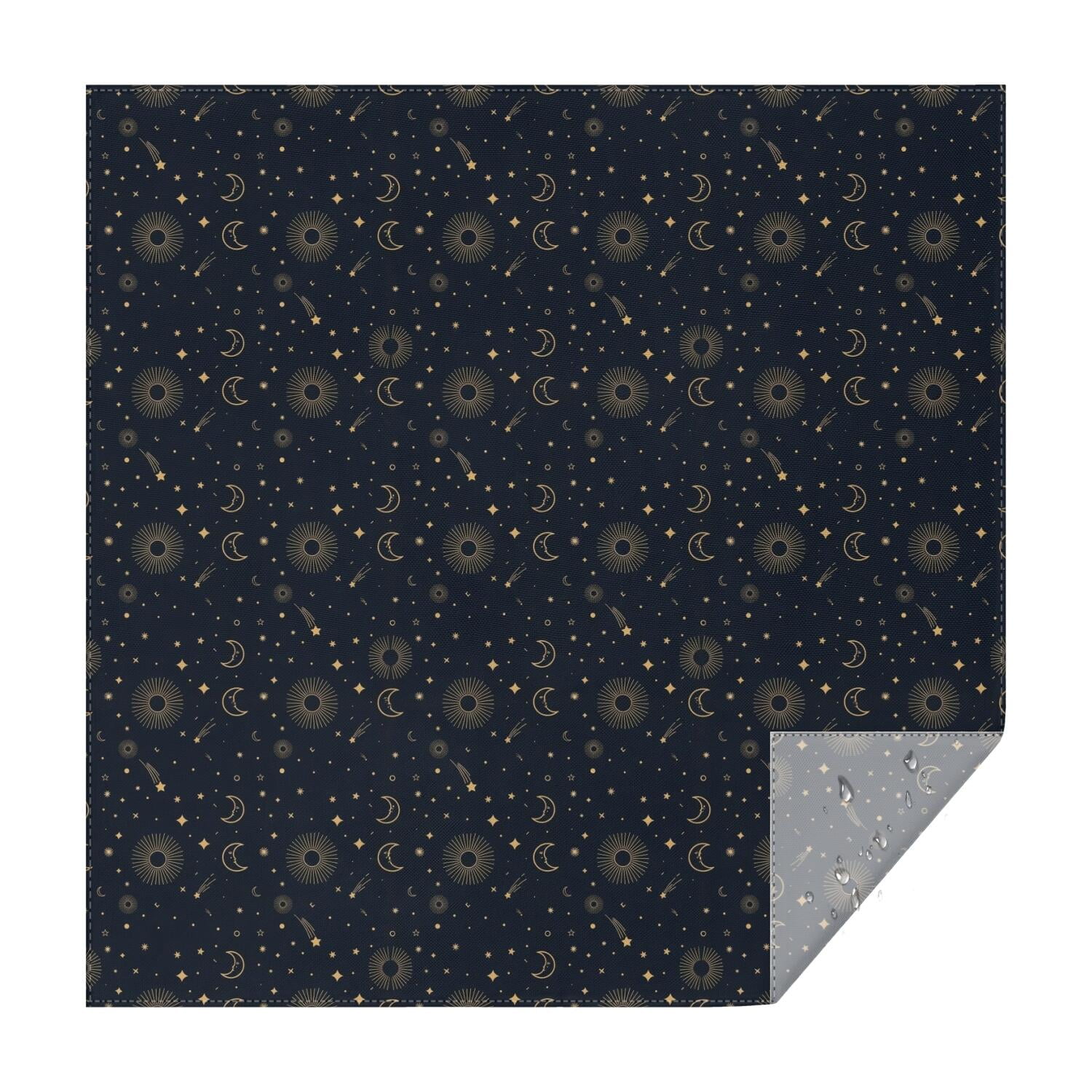 Dark Blue Sun Moon Star Pattern Square Tablecloth,Waterproof Square ...