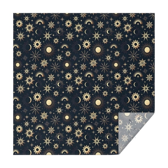 Dark Blue Sun Moon Star Pattern Square Tablecloth,Waterproof Square Table Cover,Wipeable Spillproof Washable Table Cover for Home Kitchen Party Decor 60"x60"(152x152cm)