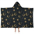 thumbnail image 1 of Dark Blue Sun Moon Wreath Pattern Hooded Bath Towel，50"x30" for Ages 3 To 12 Kids, Quick Dry Lightweight Soft Microfiber Hood Beach Towel Cover Up for Kids, 1 of 7