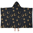thumbnail image 1 of Dark Blue Sun Moon Wreath Pattern Hooded Bath Towel，60"x35" for Ages 3 To 12 Kids, Quick Dry Lightweight Soft Microfiber Hood Beach Towel Cover Up for Kids, 1 of 7