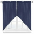 thumbnail image 1 of Dark Blue Swag Valances for Windows 2 Pack Solid Color Swag Kitchen Curtains 36 Inches Long Rod Pocket Short Window Treatment for Kitchen Bathroom 28"x36", 1 of 8