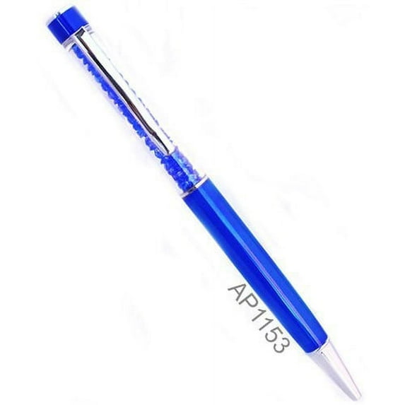 Dark Blue Swarovski Crystal Pen with Colored Tip Silver Clip On Black Ink Ballpoint Elegant Classy
