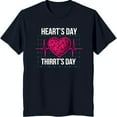 Dark Blue TShirt with Heartbeat Monitor Graphic & 'Heart's Day' Design