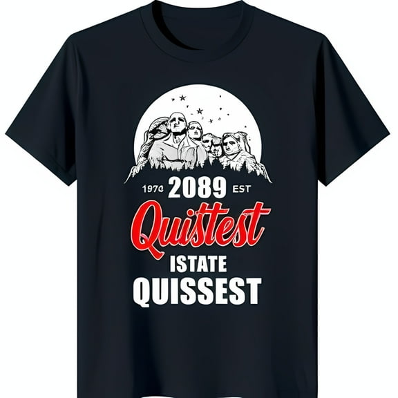 Dark Blue T-Shirt with Mount Rushmore Graphic & Stars 1970 2089 EST Design