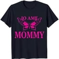 thumbnail image 1 of Dark Blue T-Shirt with Pink Butterfly Design and 'IO MOMMY' Text, 1 of 5