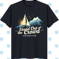 thumbnail image 1 of Dark Blue T-Shirt with Sailboat Graphic Mountains & Stars 'Stand Out of the Crowd', 1 of 5