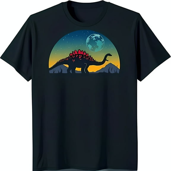 Dark Blue T-Shirt with Stegosaurus and Design