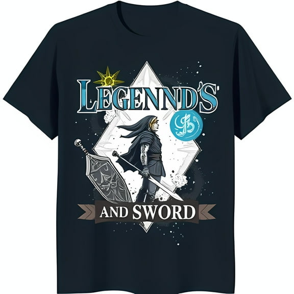Dark Blue T-Shirt with White Graphic Legend s Design & Figure