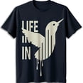thumbnail image 1 of Dark Blue T-Shirt with White Graphic 'Life In' Design, 1 of 5