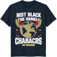 thumbnail image 1 of Dark Blue T-Shirt with White Graphic: 'Nist Black the Hamels' & Eagle Design, 1 of 5