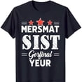 thumbnail image 1 of Dark Blue T-Shirt with White Graphic: Red Stars & 'MERSMAT SIST' Design Unique Style, 1 of 5